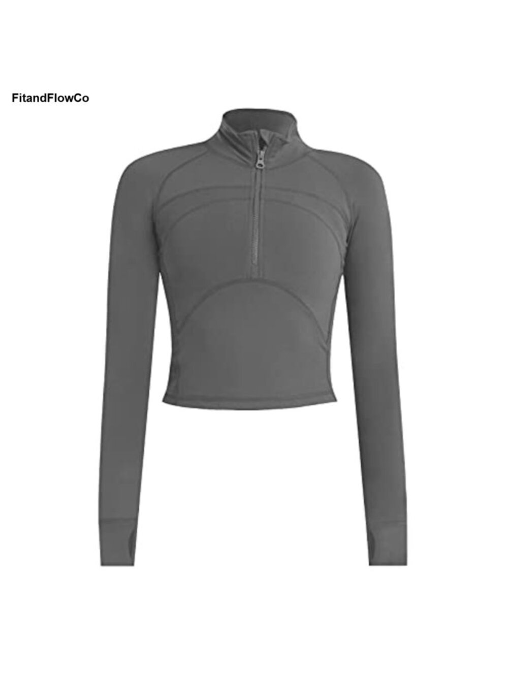 Women's Half Zip Crop Pullover Sweatshirt Thumb Holes Mock Neck Workout Top